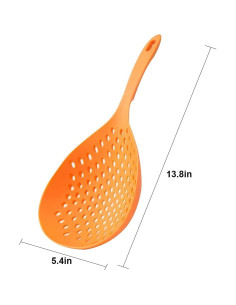 Cernidor Cucharón Ranurado Barafat 34cm Plástico Blanco Naranja 2