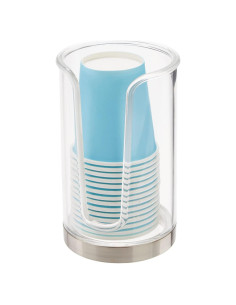 Dispensador de Vasos Desechables mDesign 3 oz Claro/Cromo