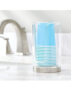 Dispensador de Vasos Desechables mDesign 3 oz Claro/Cromo 2