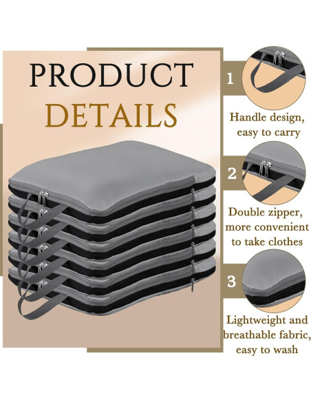 Cubos de Compresión Hosuly 6 Pcs 44x32 cm Nylon Gris