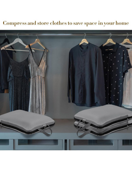 Cubos de Compresión Hosuly 6 Pcs 44x32 cm Nylon Gris