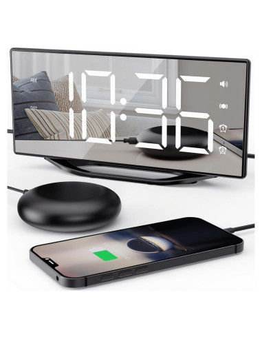 Reloj Despertador Dual OnLyee con Vibración y Cargador USB