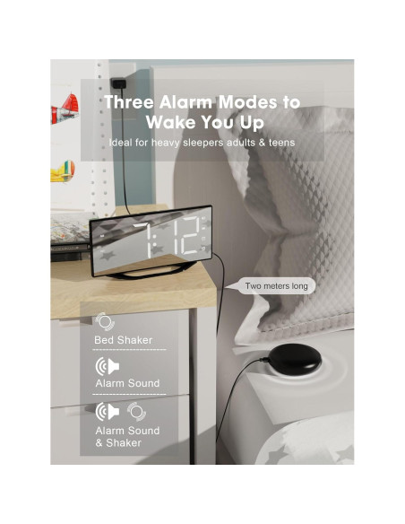 Reloj Despertador Dual OnLyee con Vibración y Cargador USB Reloj Despertador Dual OnLyee con Vibración y Cargador USB