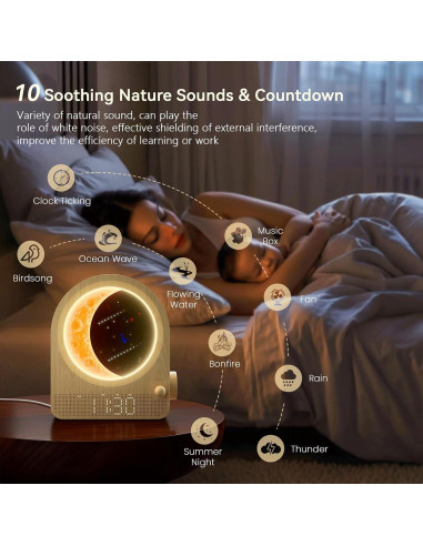Despertador de Amanecer Blonbar con Luz de Luna Regulable