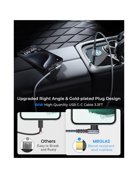 Cargador de Coche MRGLAS 125W USB-C Rápido con Cable 3.3ft Cargador de Coche MRGLAS 125W USB-C Rápido con Cable 3.3ft
