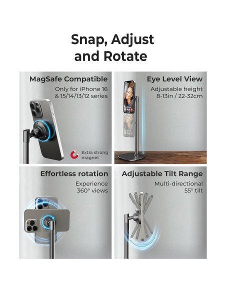 Soporte Magnético Ajustable Cooper para iPhone MagSafe Negro Soporte Magnético Ajustable Cooper para iPhone MagSafe Negro