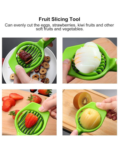 Cortador de Huevos y Frutas Beufee - Acero Inoxidable Verde