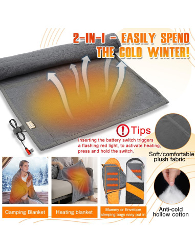 Forro de Saco de Dormir Calentado HJDHS 190x64 cm USB