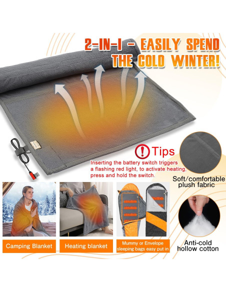 Forro de Saco de Dormir Calentado HJDHS 190x64 cm USB