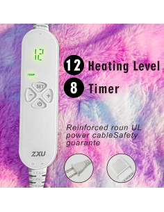 Manta Eléctrica Calentada ZXU 127x152 cm 12 Niveles Rosa 2