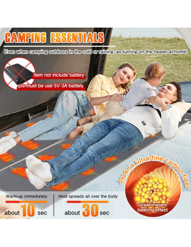 Forro de Saco de Dormir Calentado HJDHS 190x64 cm USB