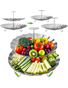 Cesta de Vapor de Verduras VOGARB 2 Capas Acero Inoxidable 2