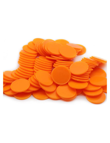 Juego de 100 Fichas de Plástico Naranja para Aprendizaje