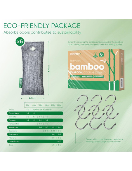 Absorbente de Olores Innmily de Carbón Activado - 6 Pzas