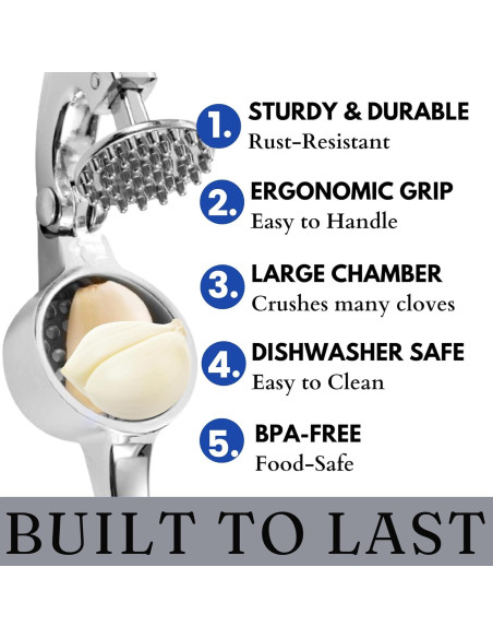 Prensa de Ajo Casa Kitchen Acero Inoxidable 0.24 kg