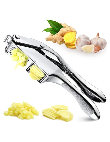 Prensa de Ajo 2 en 1 KOUISYY Acero Inoxidable Fácil Limpieza