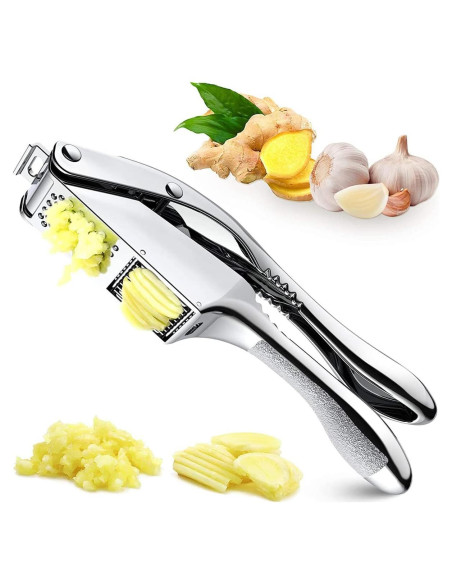 Prensa de Ajo 2 en 1 KOUISYY Acero Inoxidable Fácil Limpieza