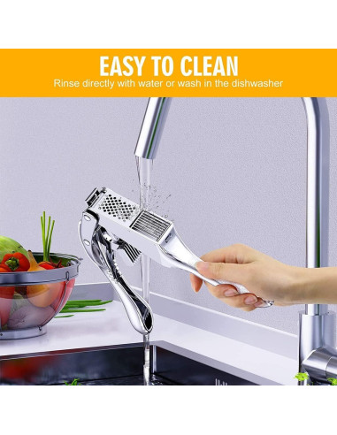 Prensa de Ajo 2 en 1 KOUISYY Acero Inoxidable Fácil Limpieza