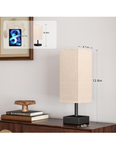 Lámpara de Mesa Aooshine S6-16 Lino Negro 33.6 cm 2