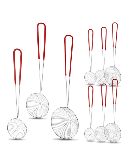 Juego de 9 cucharas coladoras Mirrline acero inoxidable 3 tamaños