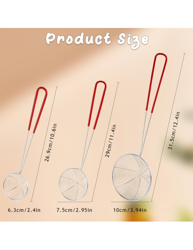 Juego de 9 cucharas coladoras Mirrline acero inoxidable 3 tamaños