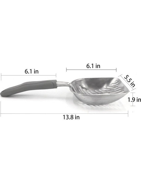 Pala para Arena de Gato QIYADIN de Aluminio Gris 35 cm