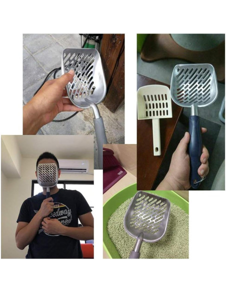 Pala para Arena de Gato QIYADIN de Aluminio Gris 35 cm