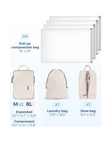 Set de 8 Cubos de Empaque BAGSMART Gris para Viajes