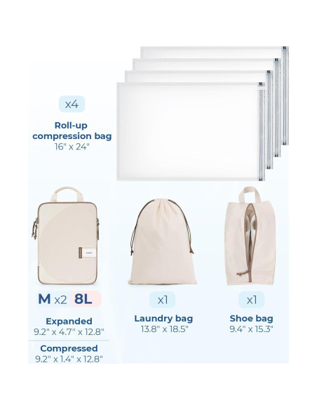 Set de 8 Cubos de Empaque BAGSMART Gris para Viajes