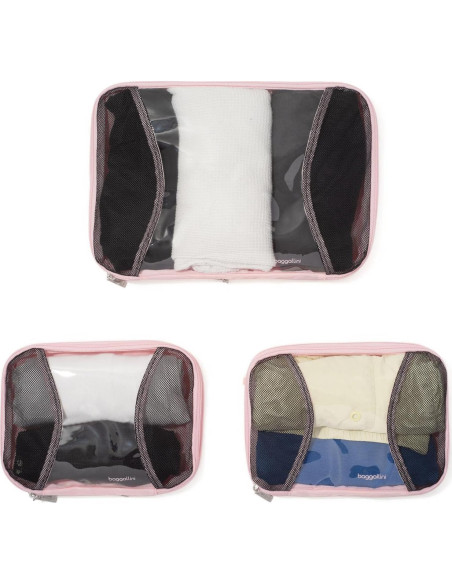 Juego de 3 Cubos de Compresión Baggallini Nylon Rosa Juego de 3 Cubos de Compresión Baggallini Nylon Rosa