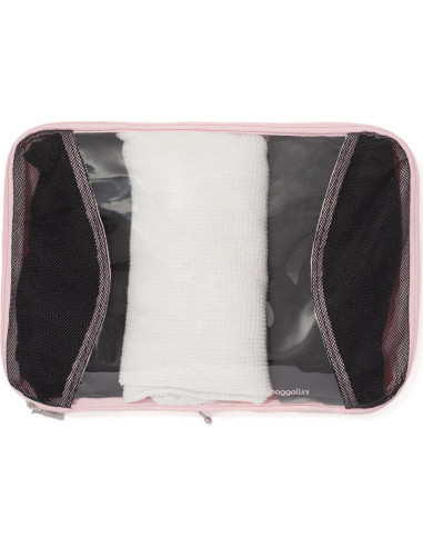 Juego de 3 Cubos de Compresión Baggallini Nylon Rosa