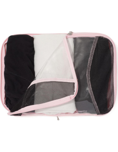 Juego de 3 Cubos de Compresión Baggallini Nylon Rosa