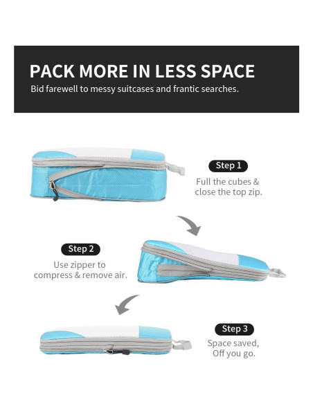 Kolvoii Cubos de Compresión 6 Set Azul para Viaje