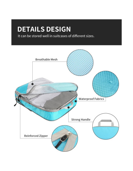 Kolvoii Cubos de Compresión 6 Set Azul para Viaje