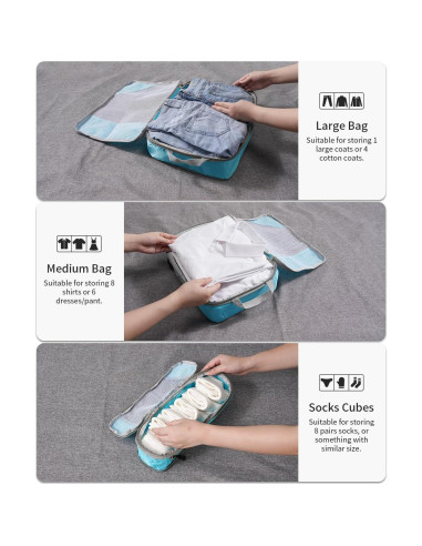 Kolvoii Cubos de Compresión 6 Set Azul para Viaje