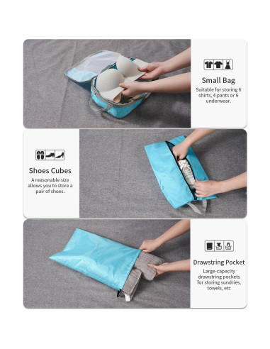 Kolvoii Cubos de Compresión 6 Set Azul para Viaje