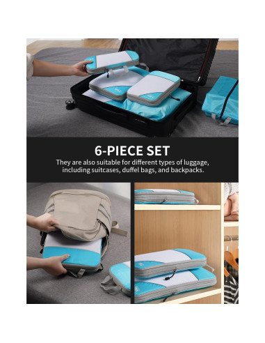 Kolvoii Cubos de Compresión 6 Set Azul para Viaje