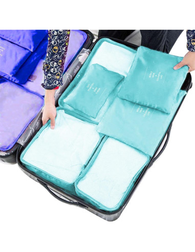 Cubos de Empaque Jealkip 6 Piezas Nylon Verde Teal