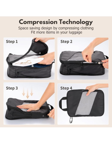 Cubos de Compresión Jetsetta XL y L - 5 Piezas Negro