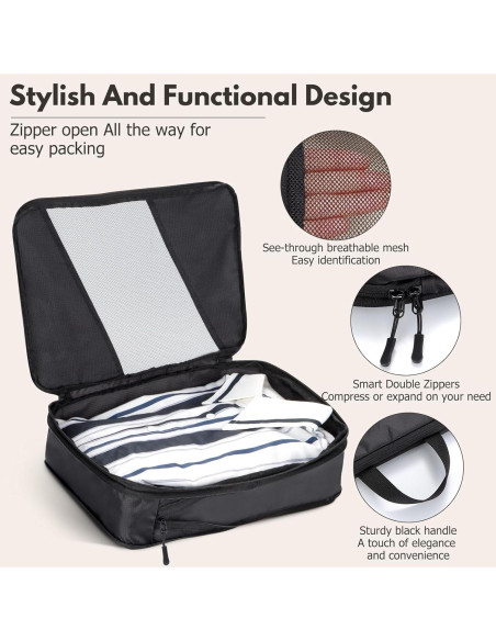 Cubos de Compresión Jetsetta XL y L - 5 Piezas Negro