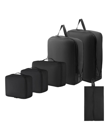 Juego de 6 Cubos de Empaque SOMADA Negro para Viaje