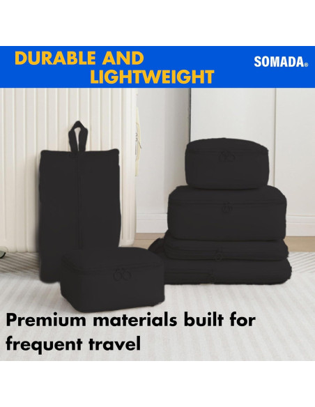 Juego de 6 Cubos de Empaque SOMADA Negro para Viaje Juego de 6 Cubos de Empaque SOMADA Negro para Viaje