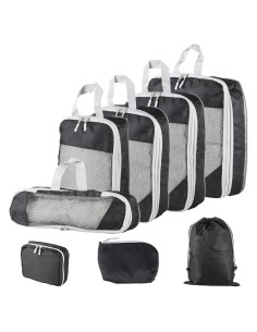 Juego de Cubos de Empaque Anjetan 8 Piezas Negro