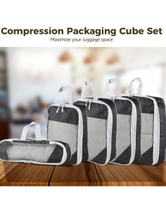 Juego de Cubos de Empaque Anjetan 8 Piezas Negro 2