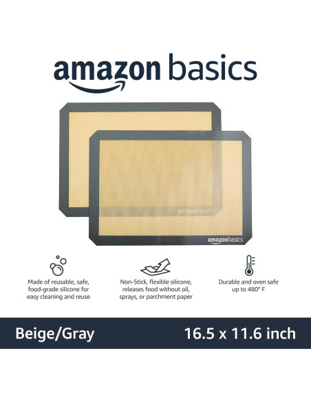 Alfombrilla de Silicona Rectangular Amazon Basics 42x29 cm Paquete 2