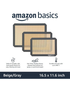 Alfombrilla de Silicona Antiadherente Amazon Basics - Paquete de 3 2