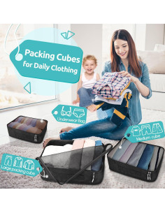 Set de 12 Cubos de Empaque WULIVA para Viaje Negro 2