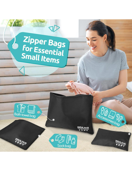 Set de 12 Cubos de Empaque WULIVA para Viaje Negro