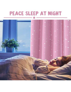 Cortinas Blackout PrinceDeco 2 Paneles Rosa Estrellas 2