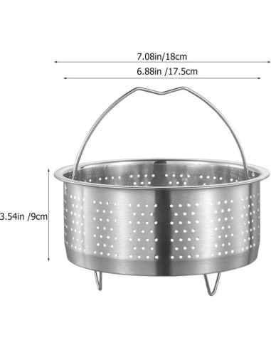 Cesta de Vapor Acero Inoxidable Luxshiny 17.5x17.5x9 cm